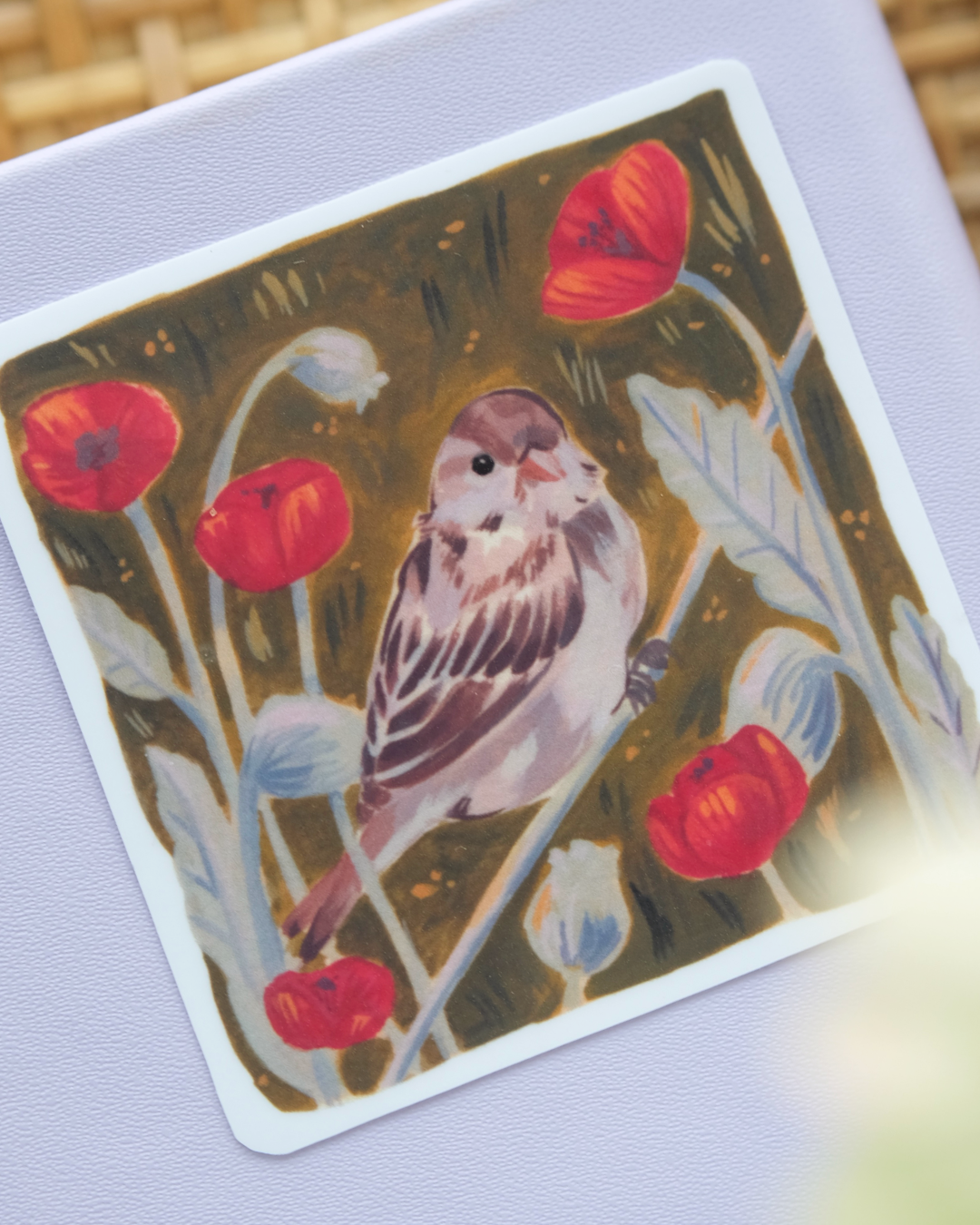 Bird in Poppies | Sticker