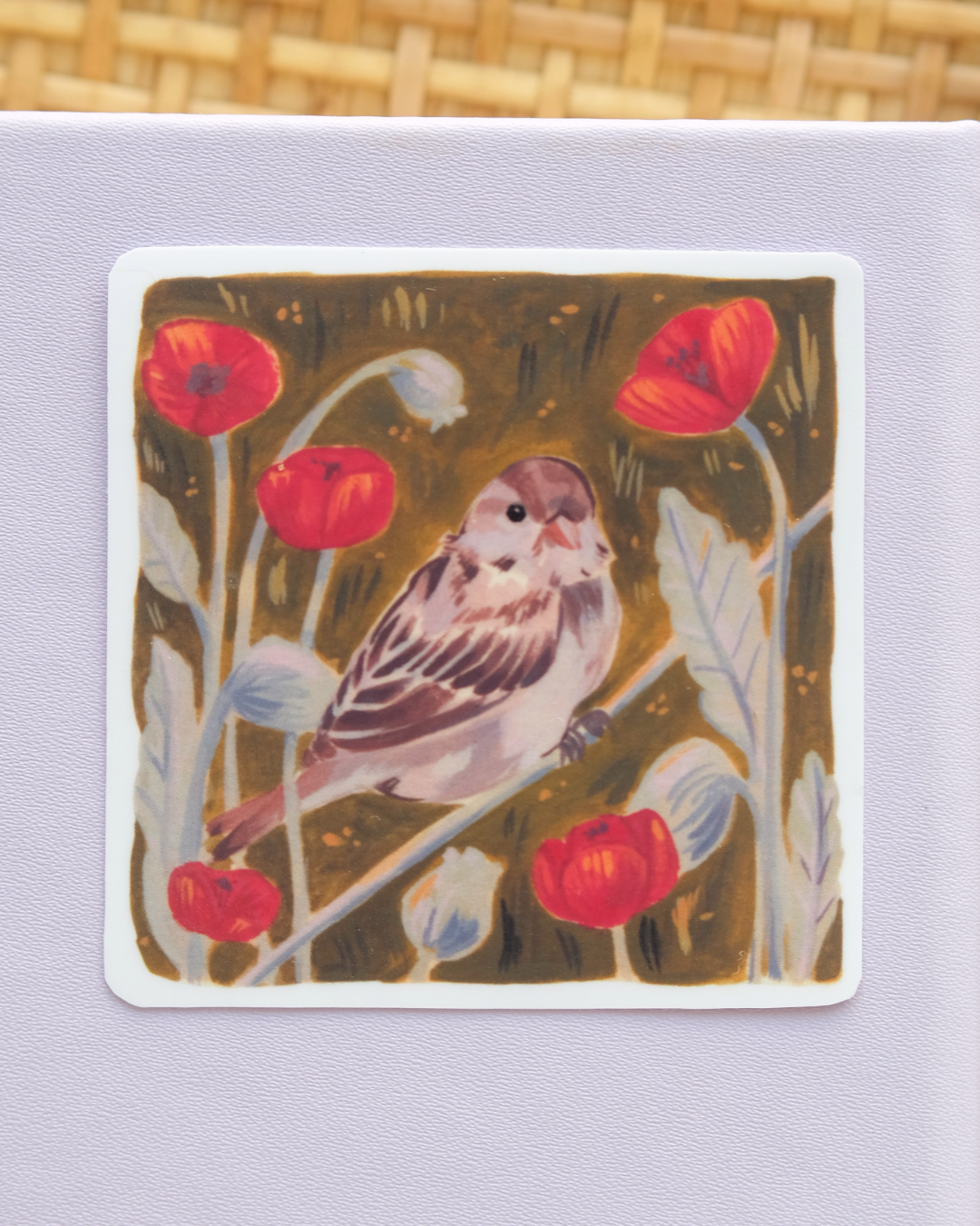 Bird in Poppies | Sticker