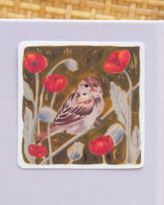 Bird in Poppies | Sticker